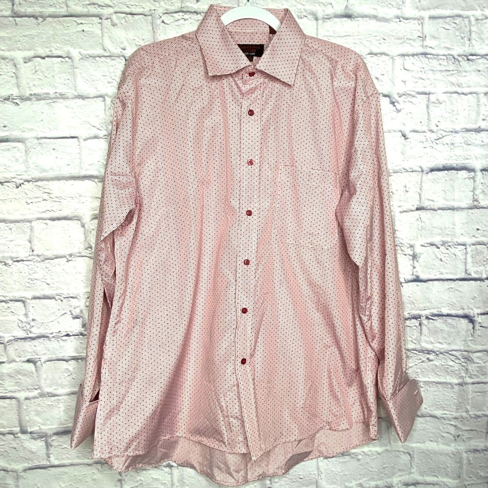 Christopher Tanner Shirt Men's Size 17.5 34/35 Red White Button Up‎ Long Sleeve - Picture 3 of 7